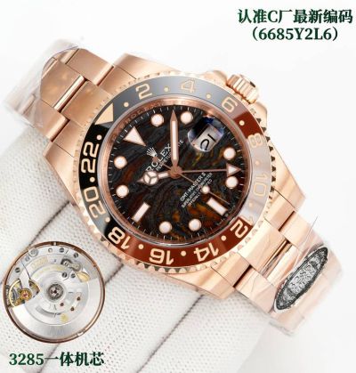 Rolex GMT-Master ii 3285 Movement 904L Steel Sapphire Glass Rose Gold Strap Mens Watch